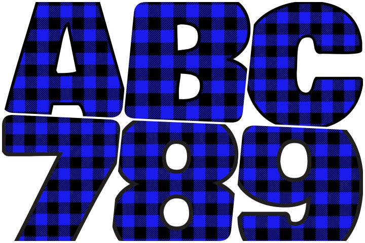 Alfabeto Personalizado Xadrez Azul - OrigamiAmi - Arte para toda a